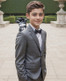 Black N Bianco Signature Boys' Slim Fit Tuxedo in Dark Grey with Bow Tie