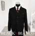 Boys Black Pinstripes Suit with Dark Red Burgundy Tie Black N Bianco