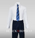 Boys White Shirt Blue tie and navy slacks