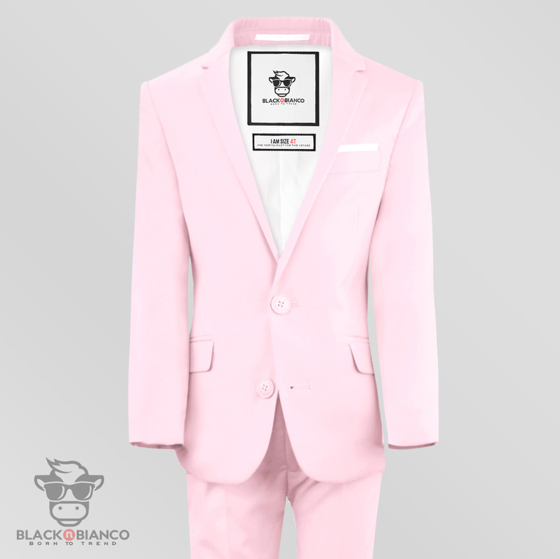 Boys Pink Slim Fit Suit Sophia Light Pink Kids Formal Suit Black n