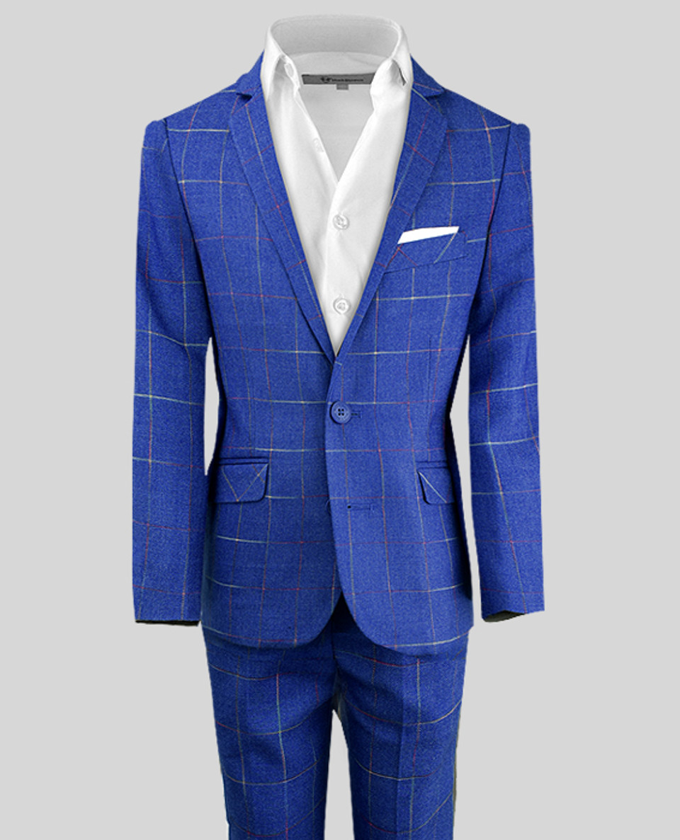 Boys Blue Suits | Royal Blue Slim Fit Suits for Kids | Black n Bianco