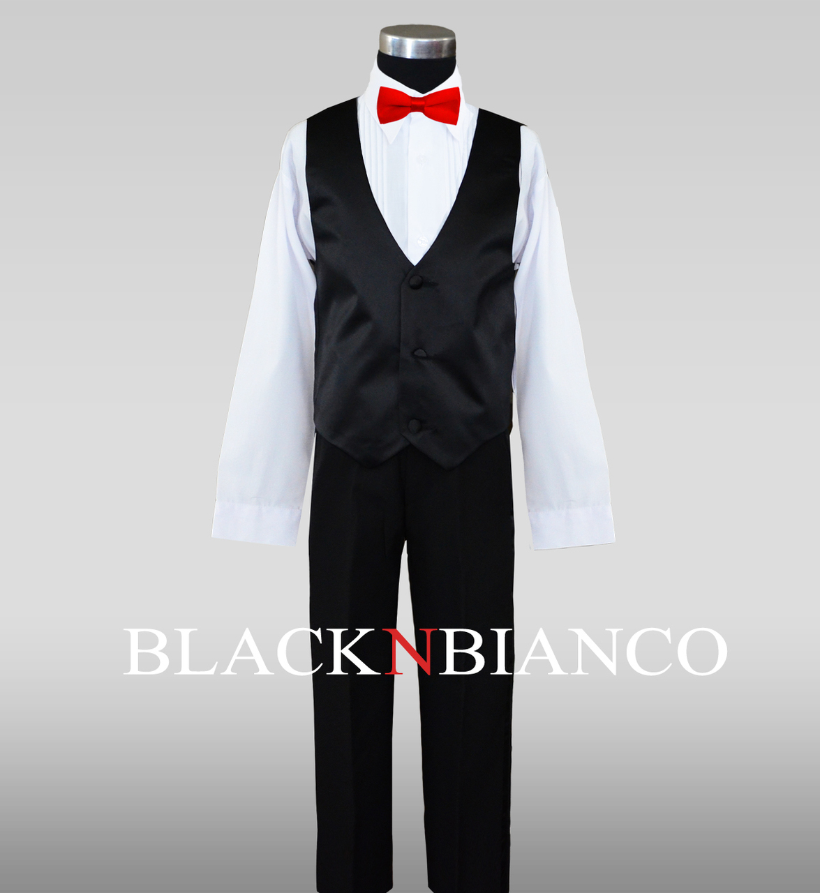 Black vest red bow tie clearance