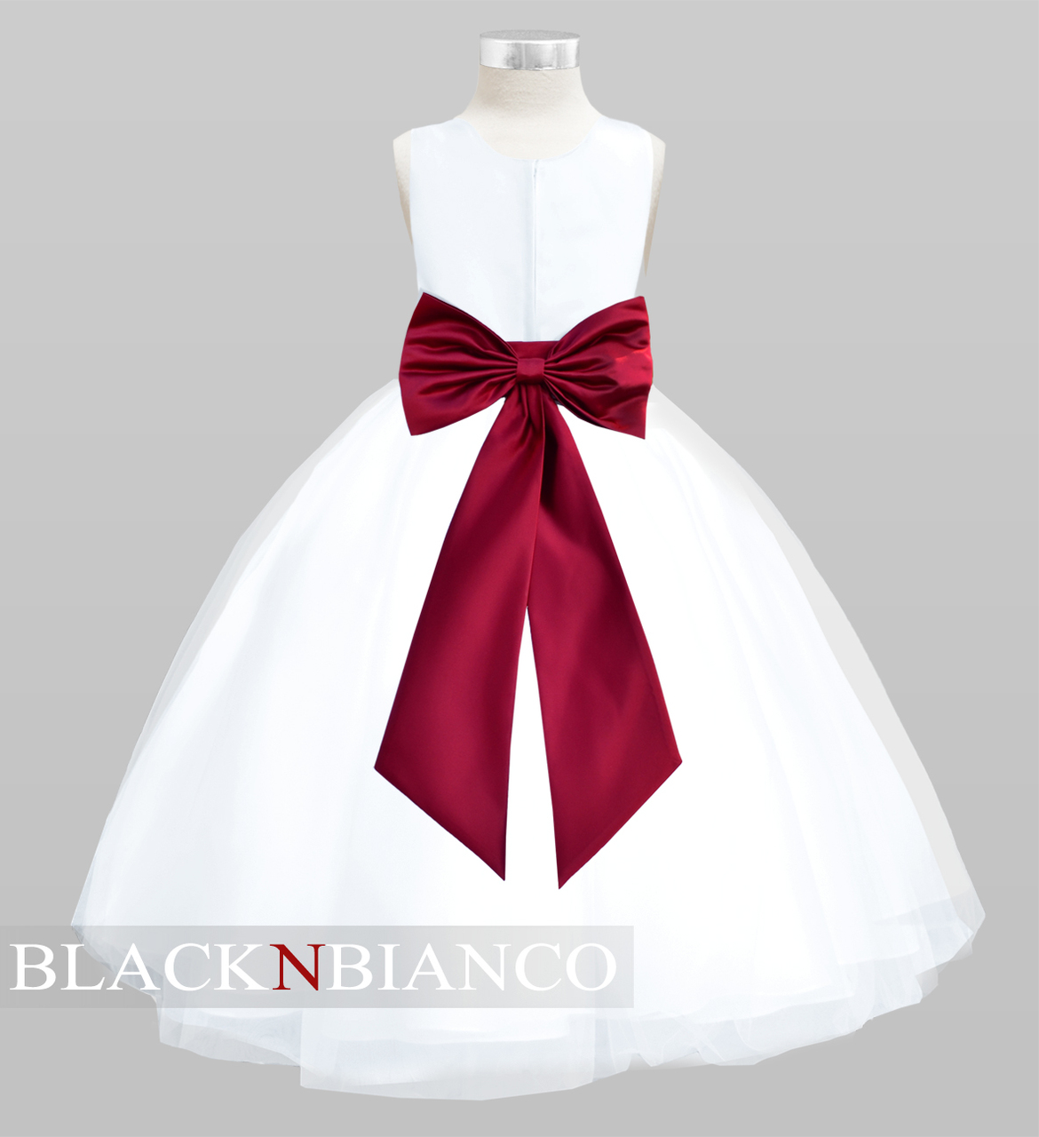 Burgundy Flower Girl Dress with Shantung & Sparkle Tulle | Malcolm Royce