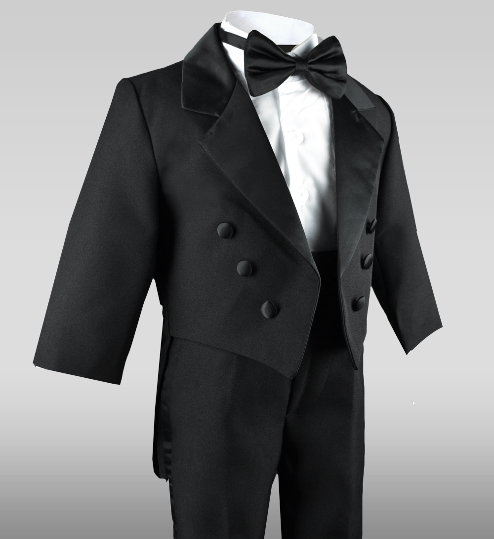Infant Toddler & Boy Formal Tail Tuxedo Suit Black 4 Wedding B-day Party S M-20 