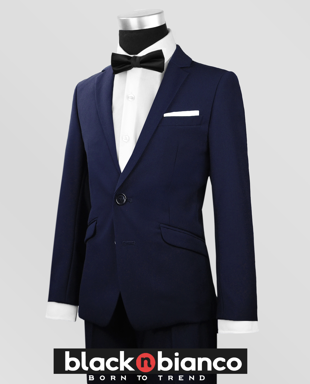 navy tux with bow tie