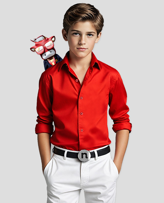 Black N Bianco Boys' Signature Sateen Red Dress Shirt