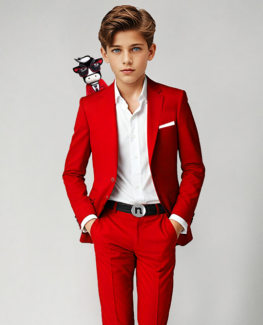 Formal Attire Coat Suit For 14 Year Old Boy Boys Red Slim Fit Suit