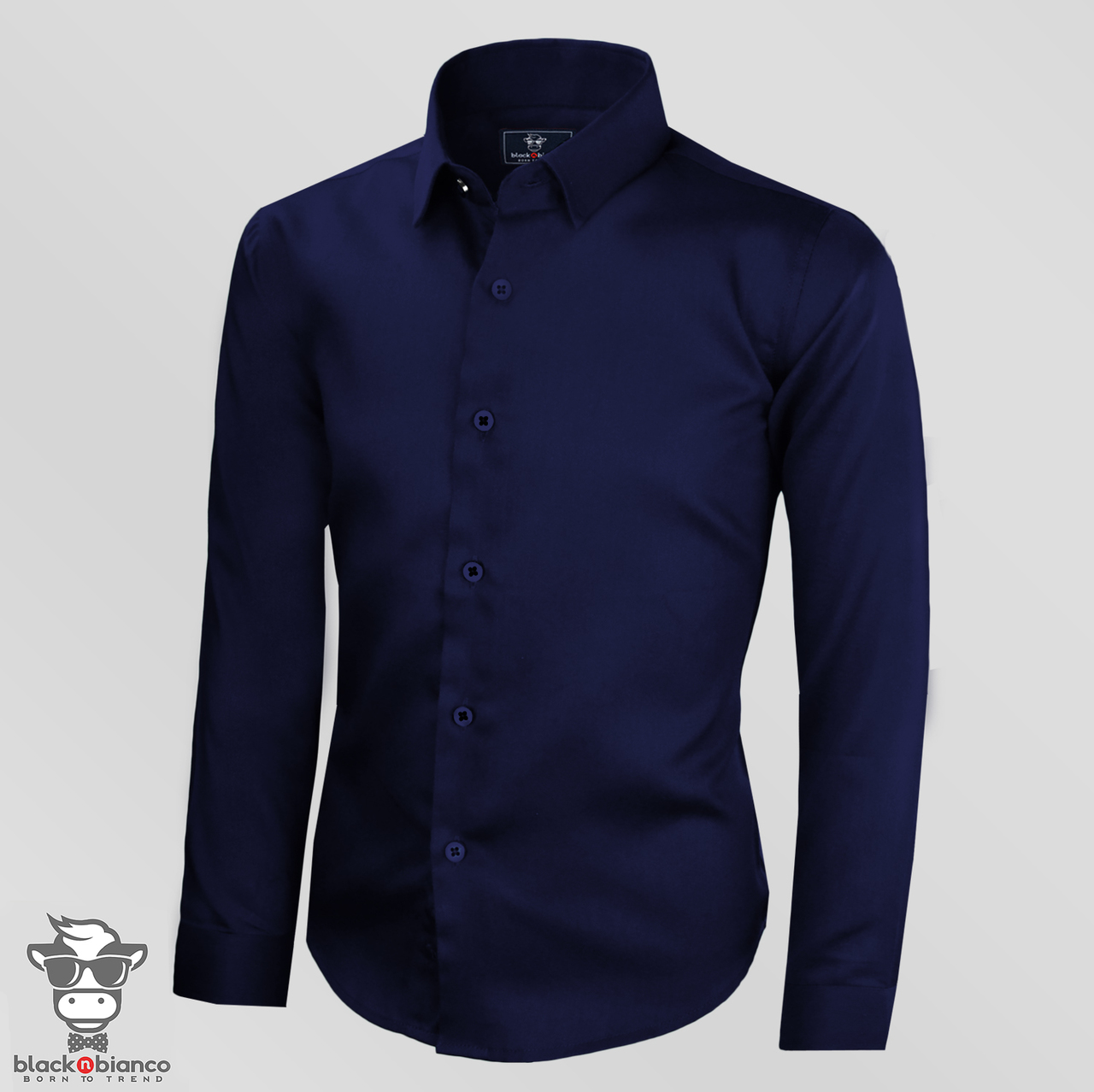 navy blue button down