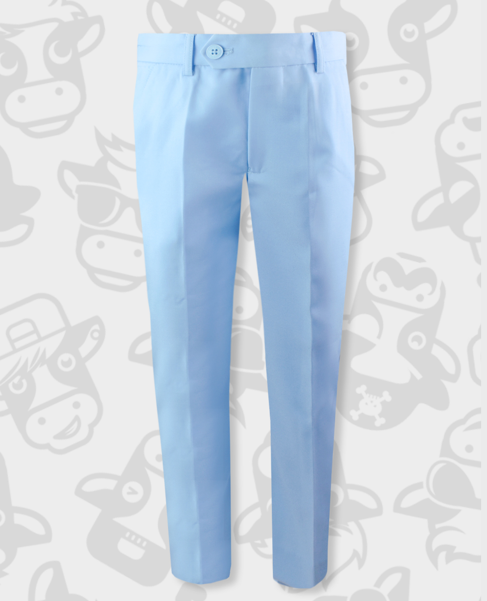 Black n Bianco Boys' Flat Front Slim Fit Trouser Pants in Light Blue