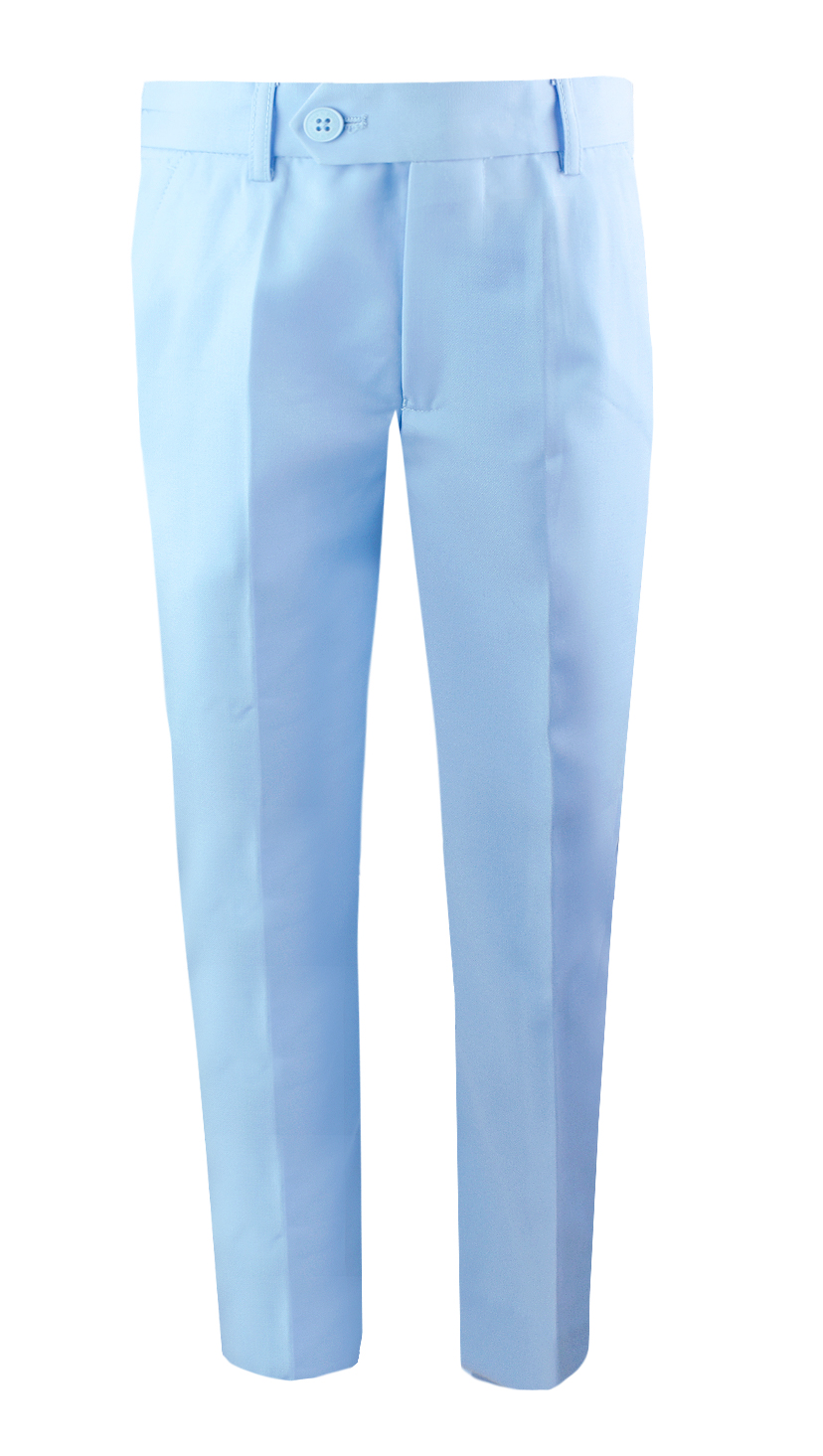 Black n Bianco Boys' First Class Slim Fit Flat Front Trouser Pants in Light  Blue