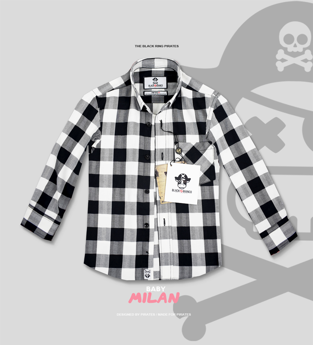 Black N Bianco Boys' Plaid Flannel Plaid Checkered Shirt in Black