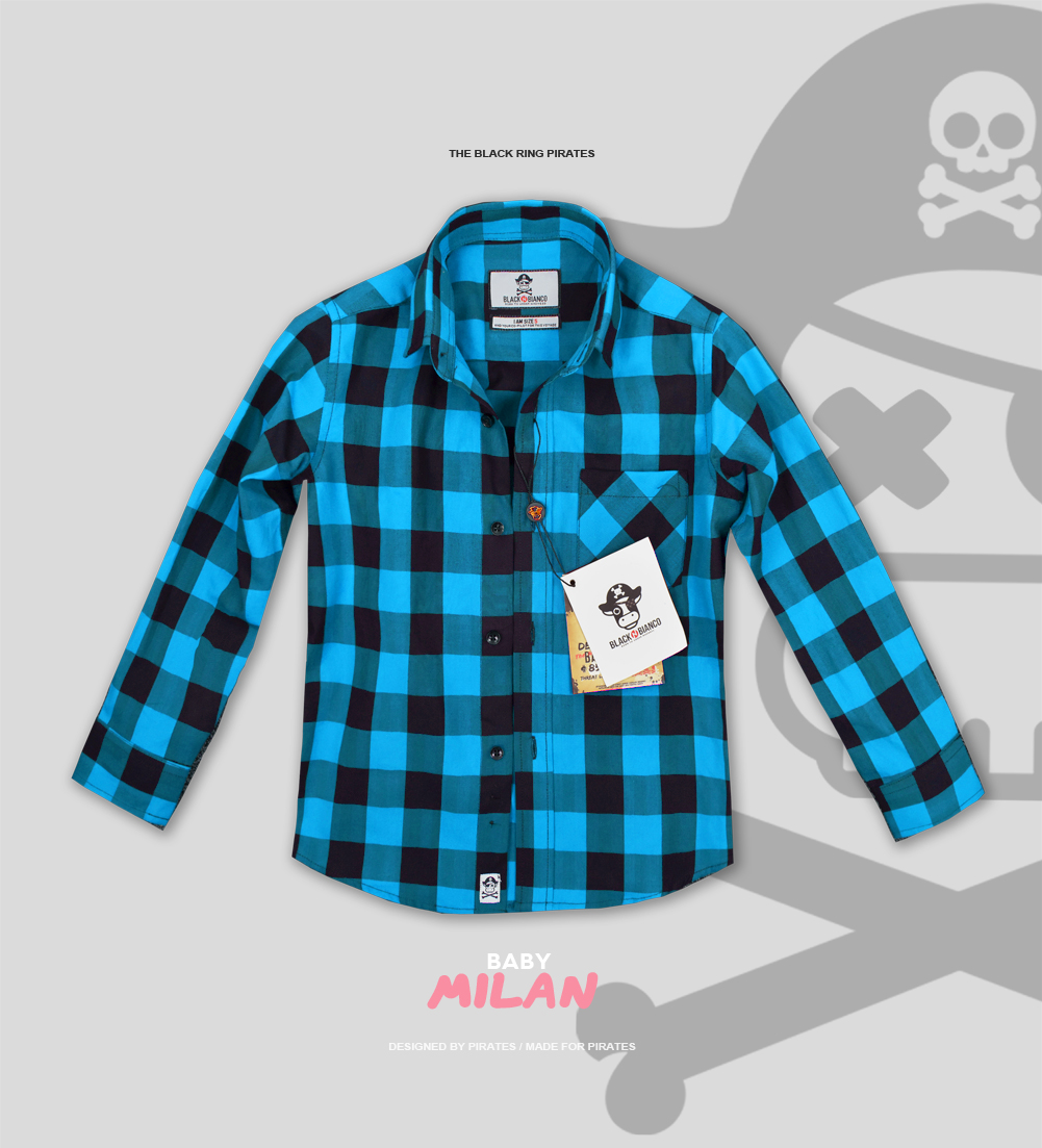 Black N Bianco Boys' Flannel Plaid Buffalo Check Turquoise and Black