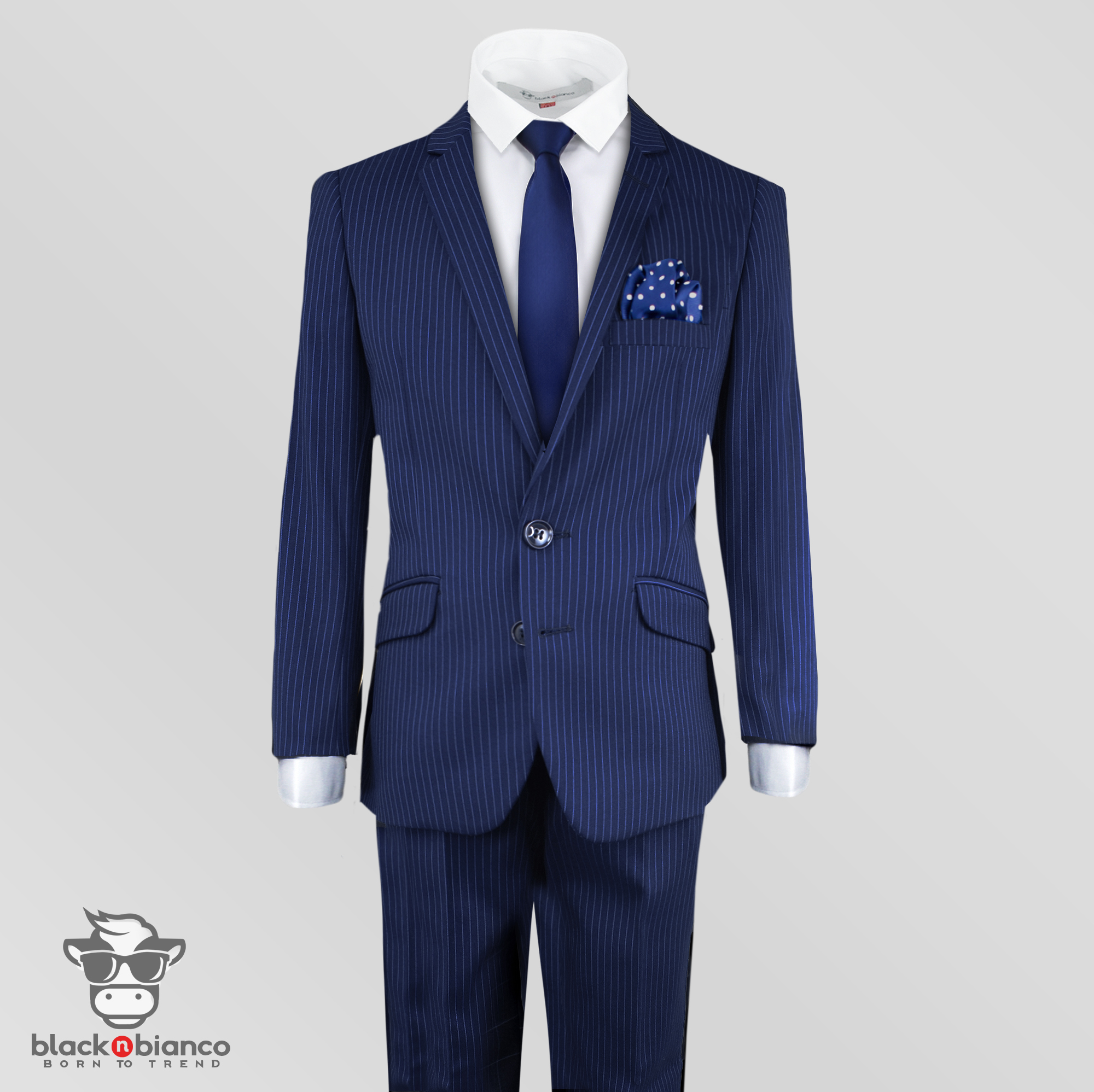 Napoli Navy Blue Slim Fit Pinstripe Suit