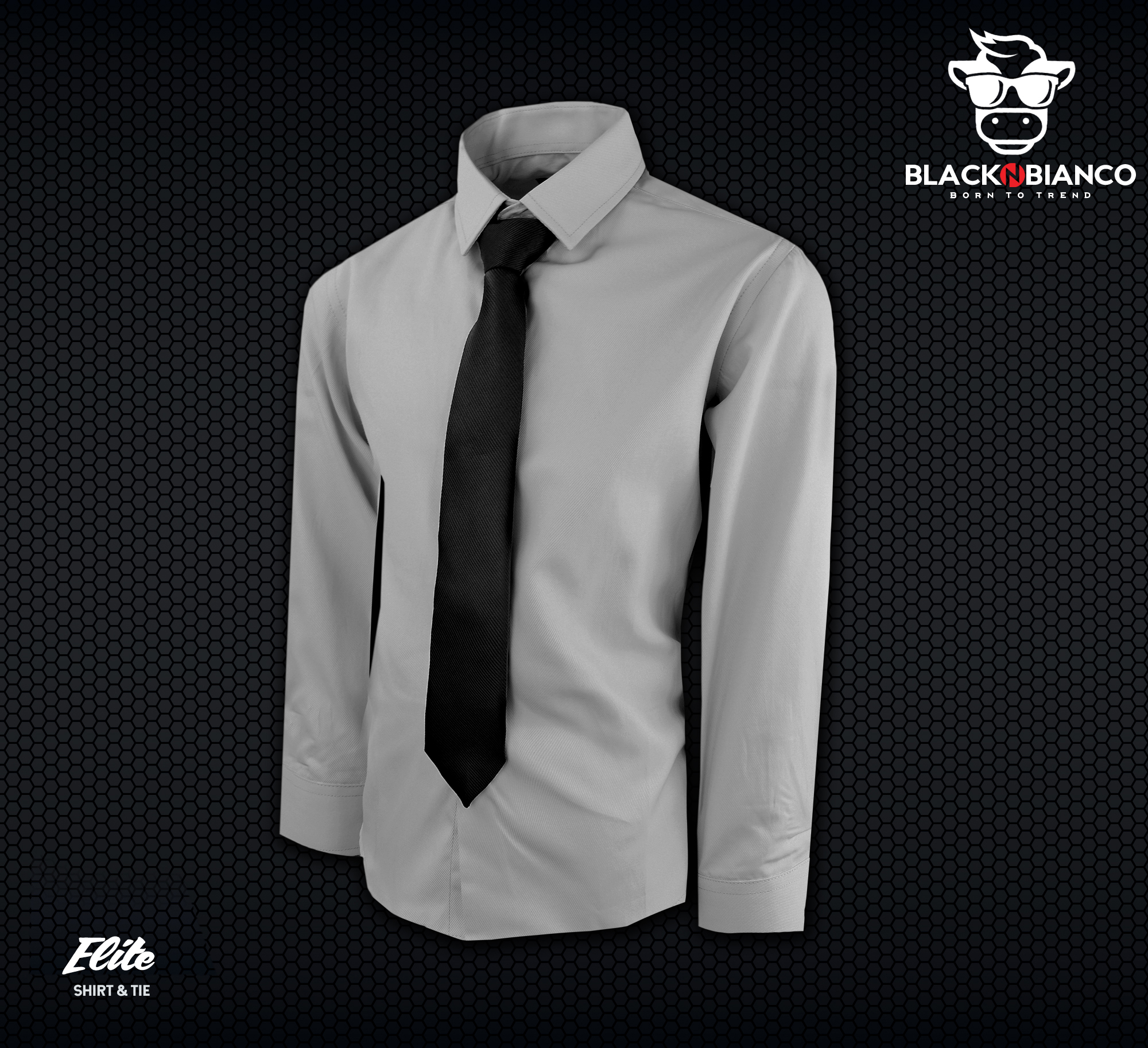 Black n Bianco Boys Elite Button Down Dress Shirt in Gray with Black Neck Tie Black n Bianco Boys Elite Button Down Dress Shirt in Gray with Black Neck Tie