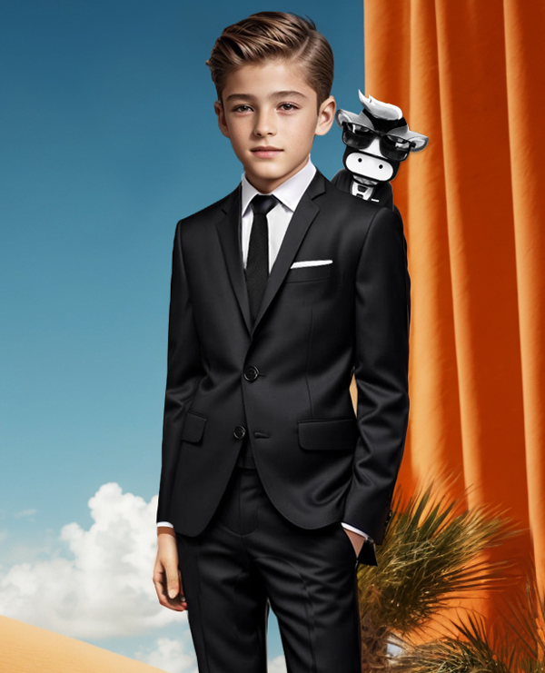 Boys Black Suit Slim Fit Dresswear Outwear Set BLACK N BIANCO