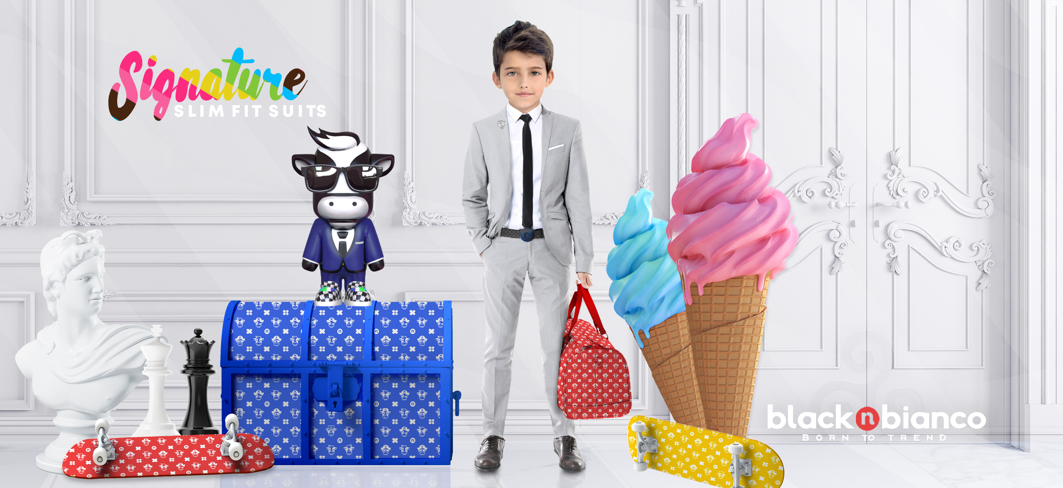 Black n Bianco Boys Slim Fit Suits Black n Bianco Boys Slim Fit Suits