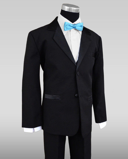 Boys Black Tuxedo with Baby Blue Batwing Bow Tie