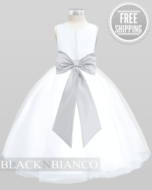 flower girl dress black and white