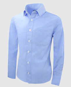Black n Bianco Boys Oxford Blue Long Sleeve Dress Shirt