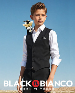 Black n Bianco 519 Boys Five Piece Vest Suit Set.