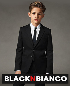 Black n Bianco Boys Slim Fit Black Suit 714 Style.