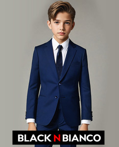 Black n Bianco Boys Navy Slim Fit Suit Style 714