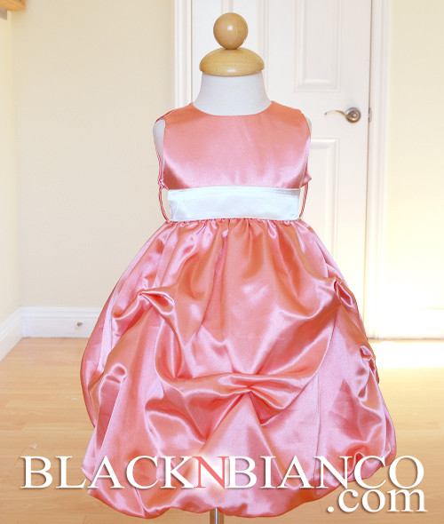 Coral Flower Girl Pageant Wedding Dress - Black N Bianco