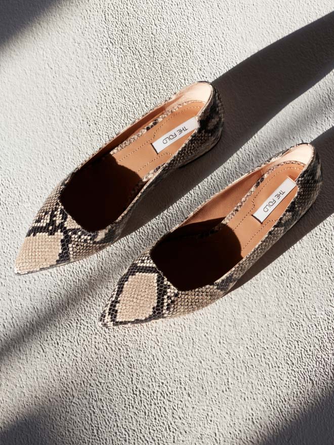 Augusta Snake-Embossed Flats