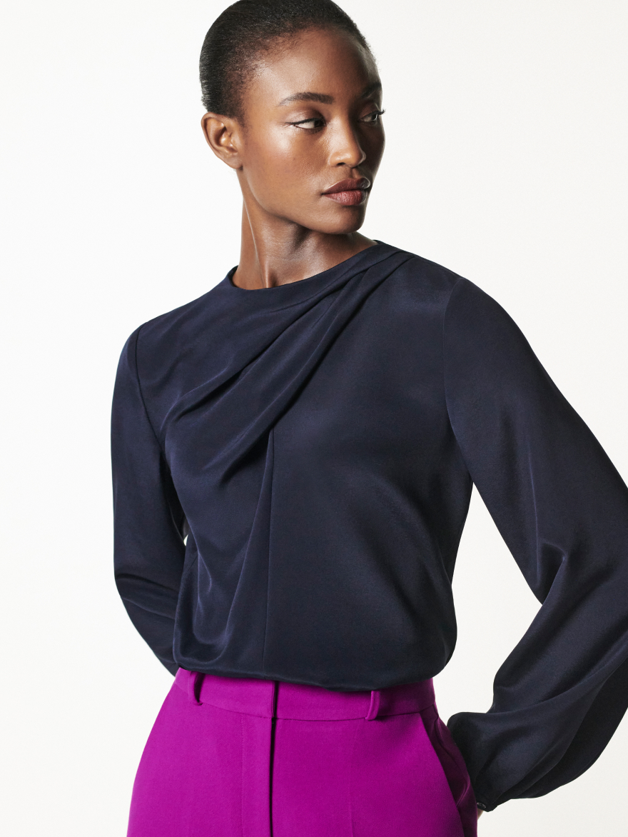 The navy Avebury blouse in our Sale