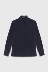 Bowery Blouse Navy Stretch Silk