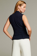 Clever Crepe Belleville Sleeveless Top Navy