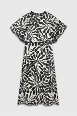 Sithonia Midi Dress Ivory And Black Silk Linen Blend