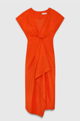 Laramie Midi Dress Tangerine Orange Linen Cotton Blend