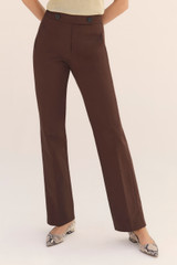 Lynton Straight-Leg Trousers Chocolate Stretch Cotton