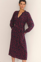 Aldbury Midi Dress Plum And Navy Silk