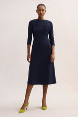 Verana Midi Dress Navy Stretch Wool Crepe