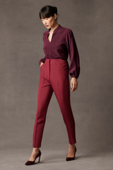 Esme Slim-Leg Trousers Pomegranate Red Wool