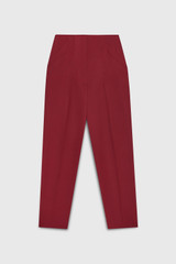 Esme Slim-Leg Trousers Pomegranate Red Wool