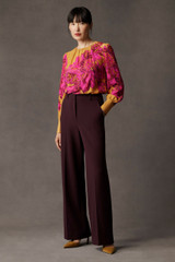 Asmara Blouse Mustard And Cerise Pink Silk