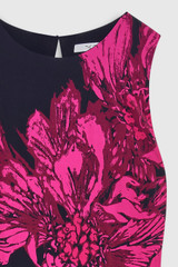 Fiora Maxi Dress Navy And Cerise Pink Silk