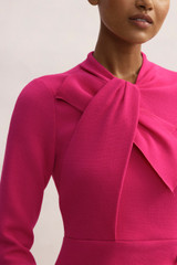 Nola Midi Dress Fuchsia Pink Stretch Wool Crepe