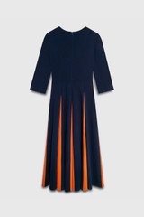 Zenora Midi Dress Navy And Burnt Orange Stretch Ponte