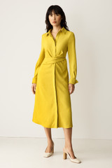 Delia Dress Primrose Yellow Stretch Jacquard