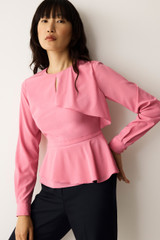 Florina Blouse Rose Pink Stretch Silk Florina Blouse Rose Pink Stretch Silk