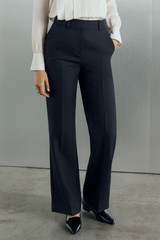365 Pure Wool Alzira Straight Flared Trousers Navy