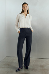 365 Pure Wool Alzira Straight Flared Trousers Navy