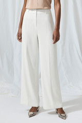Clever Crepe Wide-Leg Trousers Ivory