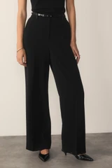 Clever Crepe Wide-Leg Trousers Black