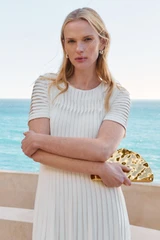 Allegra Stretch Knit Dress Ivory