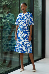 Milazzo Dress Ivory And Blue Silk